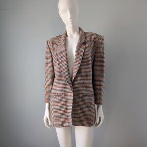 Vintage Pendleton Archival Rainbow Brown Tan Plaid Oversized Wool Blazer M L